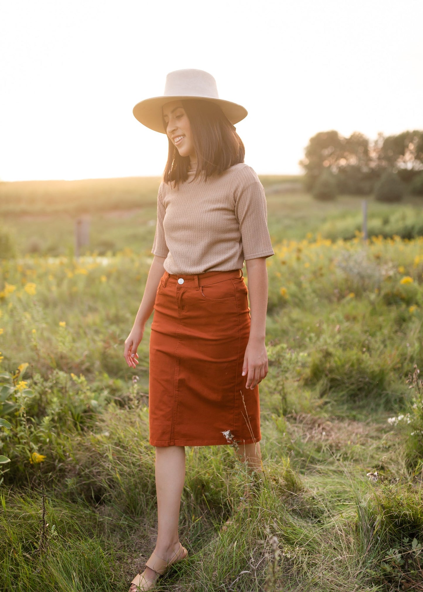 Remi Burnt Orange Midi Skirt - FINAL SALE Skirts