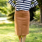 Remi Camel Denim Midi Skirt Skirts Inherit