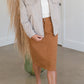 Remi Camel Denim Midi Skirt Skirts Inherit