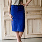 women's modest cobalt blue below the knee denim jean skirt