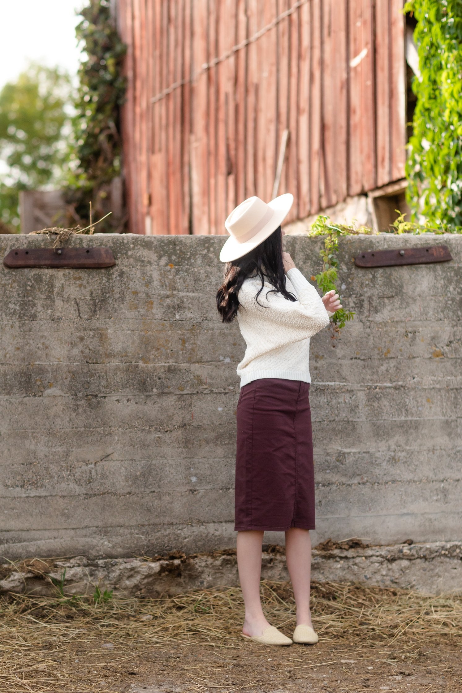 Remi Currant Denim Midi Skirt Skirts Inherit