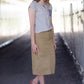 women's dark khaki midi jean skirt