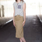 women's dark khaki midi jean skirt