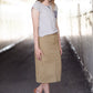 women's dark khaki midi jean skirt