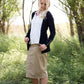 women's dark khaki midi jean skirt