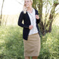 women's dark khaki midi jean skirt