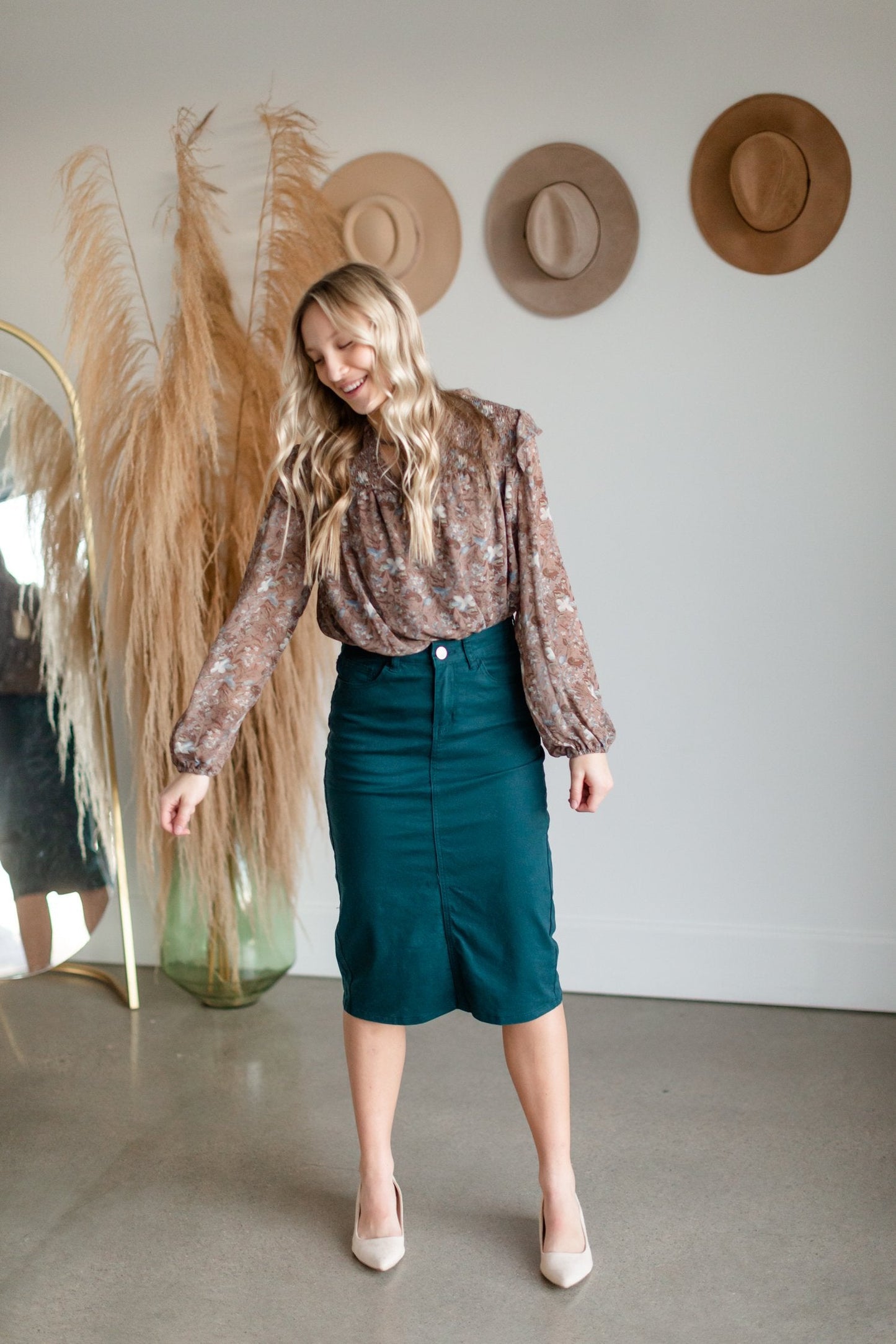Remi Mallard Green Denim Midi Skirt - FINAL SALE Skirts Inherit