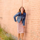 Remi Mauve Denim Midi Skirt - FINAL SALE Skirts