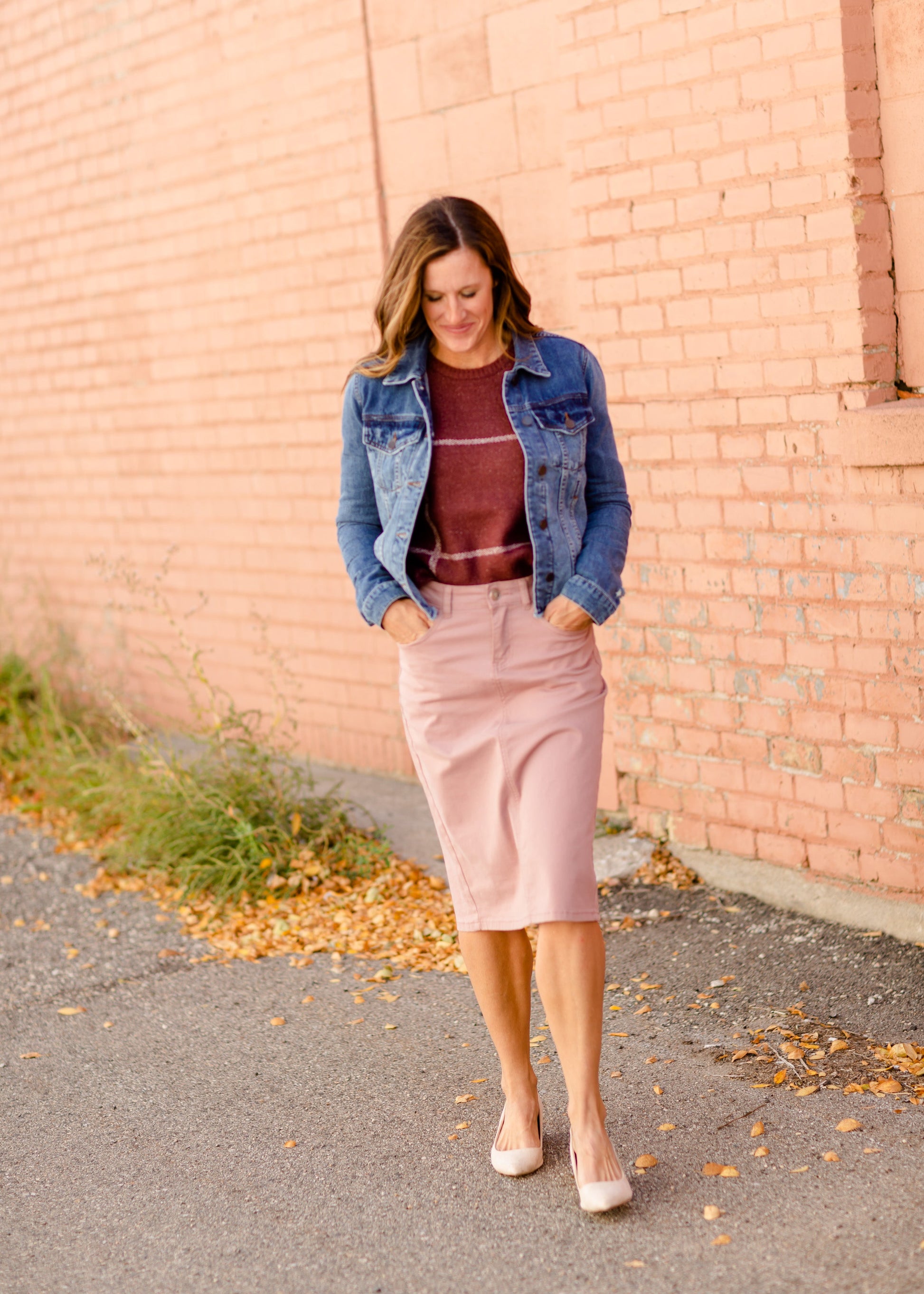 Remi Mauve Denim Midi Skirt - FINAL SALE Skirts