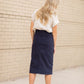 Remi Navy Night Denim Midi Skirt Skirts