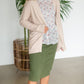 Remi Olive Green Denim Midi Skirt Skirts Inherit