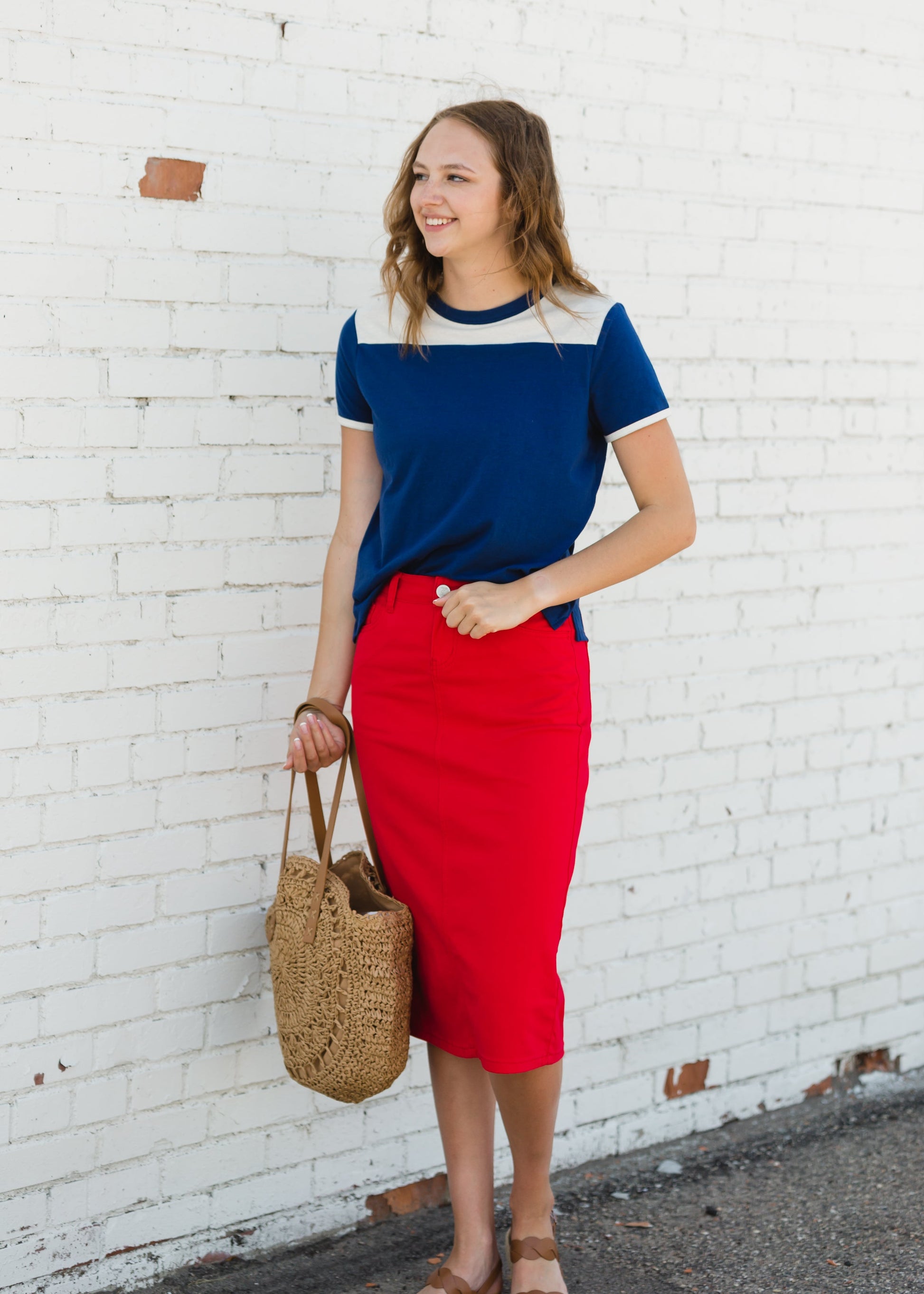 Remi Red Midi Skirt - FINAL SALE Skirts 29 Inches / 2