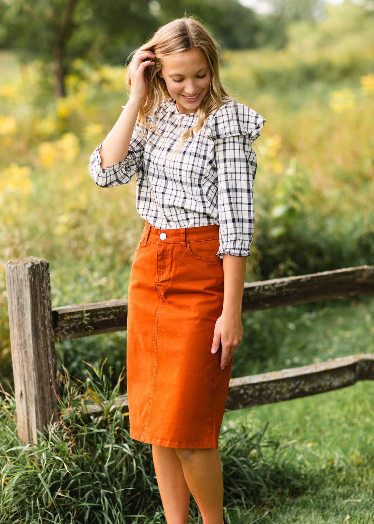 Remi Rust Denim Midi Skirt - FINAL SALE Skirts