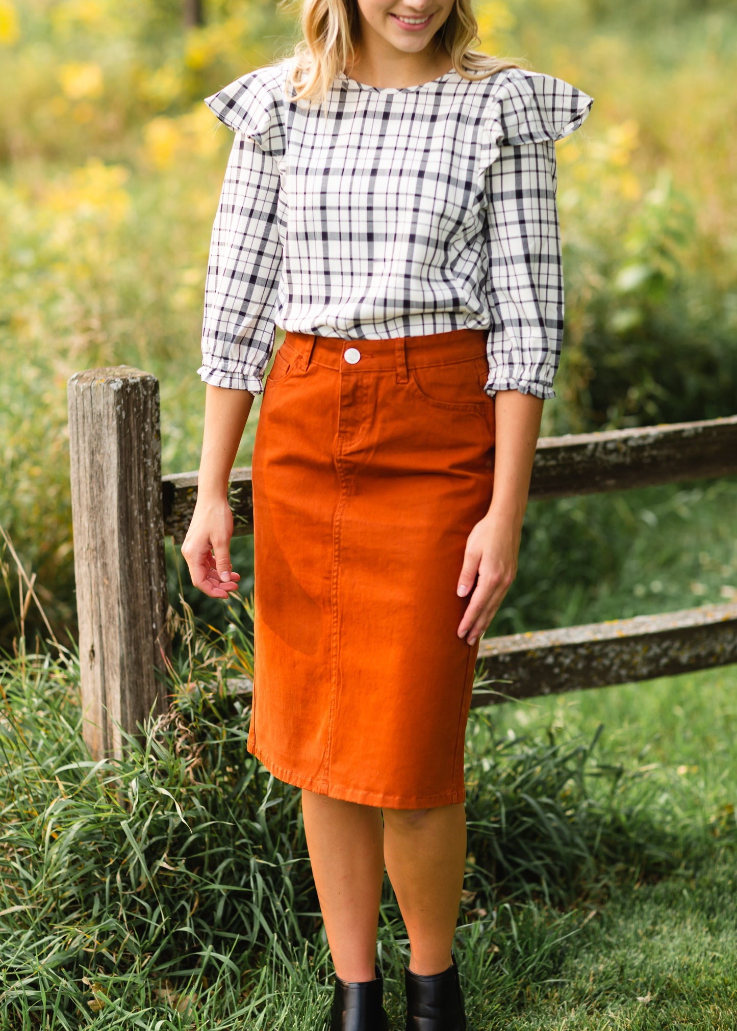Remi Rust Denim Midi Skirt - FINAL SALE Skirts