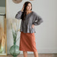 Remi Rusty Brick Denim Midi Skirt Sheer Dent Beauty