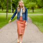 Remi Rusty Brick Denim Midi Skirt Skirts