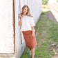 Remi Rusty Brick Denim Midi Skirt Skirts