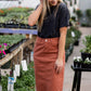Remi Rusty Brick Denim Midi Skirt Skirts Sheer Dent Beauty