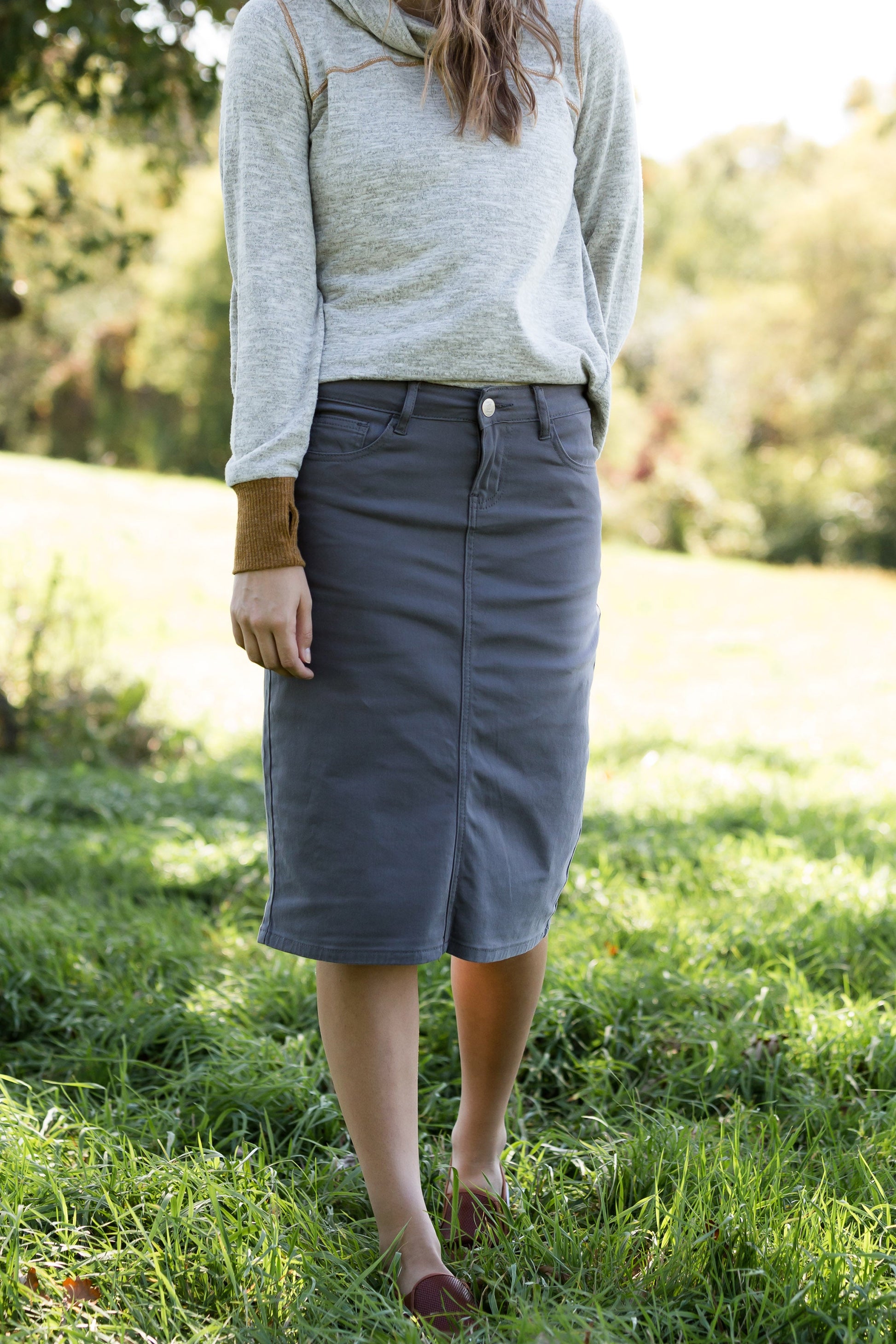 Remi Slate Midi Skirt - FINAL SALE Skirts