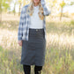 Remi Smokey Charcoal Denim Midi Skirt Skirts