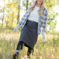 Remi Smokey Charcoal Denim Midi Skirt Skirts