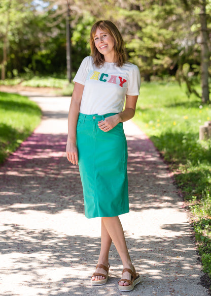 Remi Teal Midi Skirt - FINAL SALE Skirts 29 Inches / 4