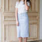 modest women's tiffany blue remi light denim colored skirt