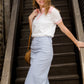 modest women's tiffany blue remi light denim colored skirt