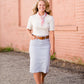 modest women's tiffany blue remi light denim colored skirt