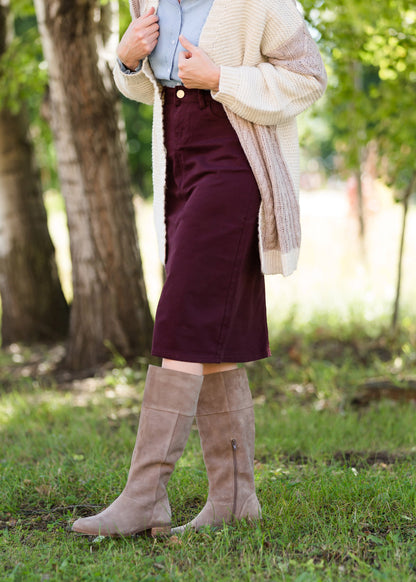 Remi Wine Midi Skirt - FINAL SALE Skirts 29 Inches / 2