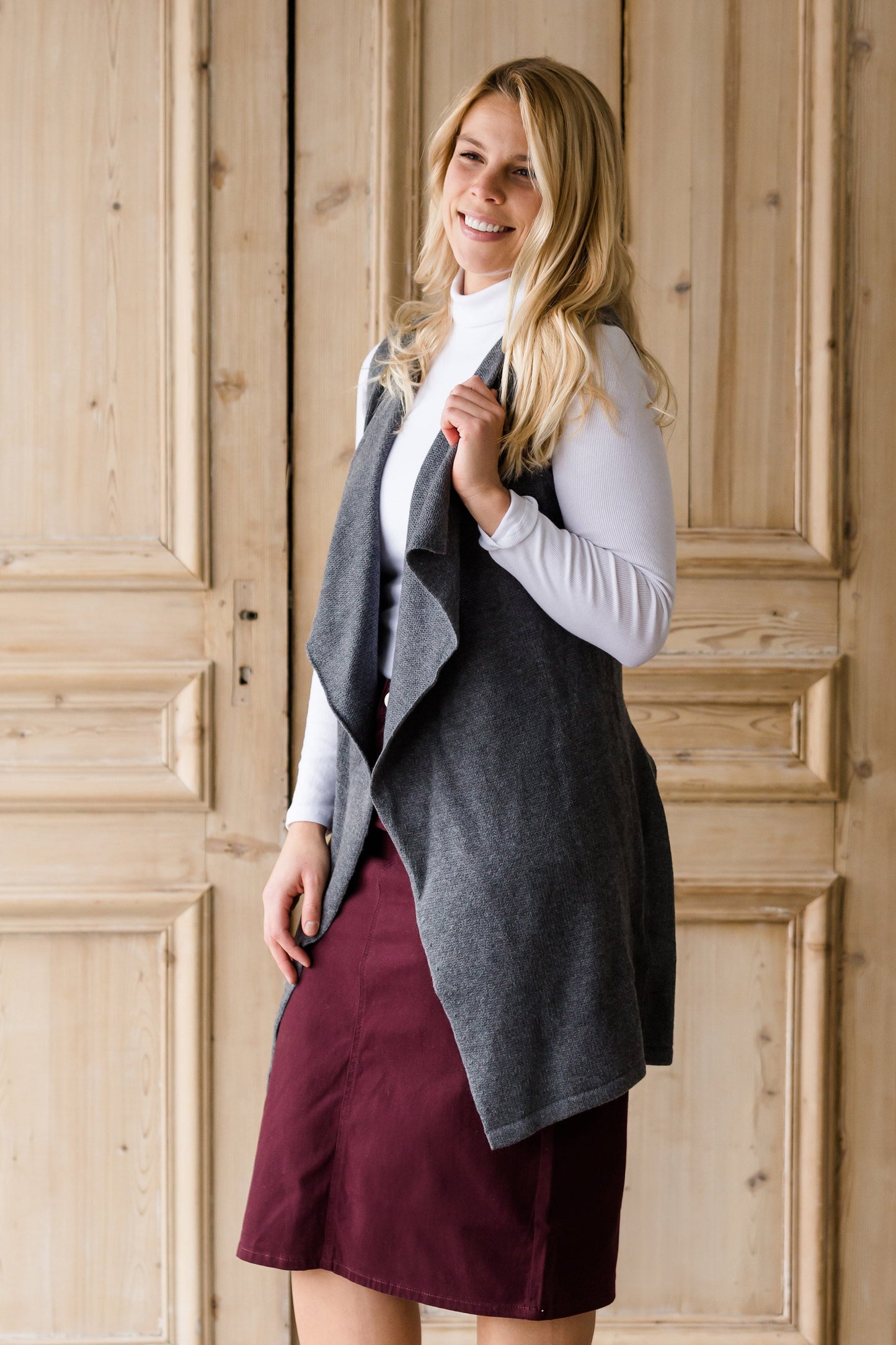 Remi Wine Midi Skirt - FINAL SALE Skirts 29 Inches / 2