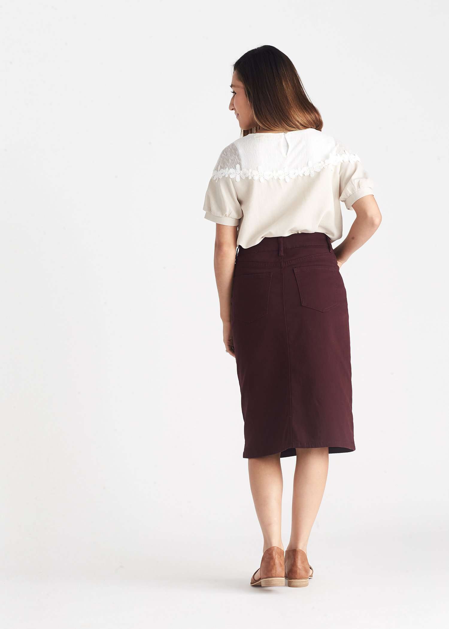 Remi Wine Midi Skirt - FINAL SALE Skirts 29 Inches / 2