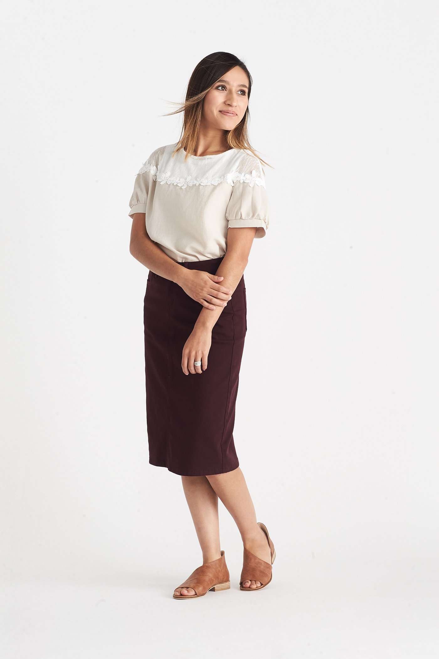 Remi Wine Midi Skirt - FINAL SALE Skirts 29 Inches / 2