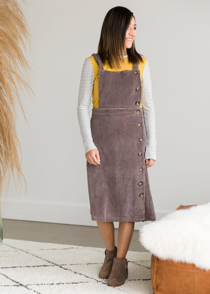 Retro Corduroy Midi Jumper Dress - FINAL SALE Dresses