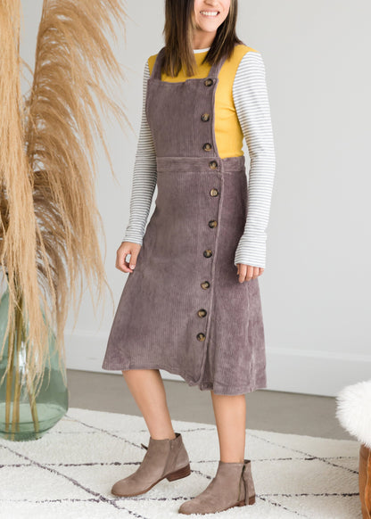 Retro Corduroy Midi Jumper Dress - FINAL SALE Dresses