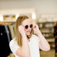 retro round style pink glasses
