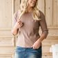 Ribbed 3/4 Sleeve Pocket Top - FINAL SALE Tops
