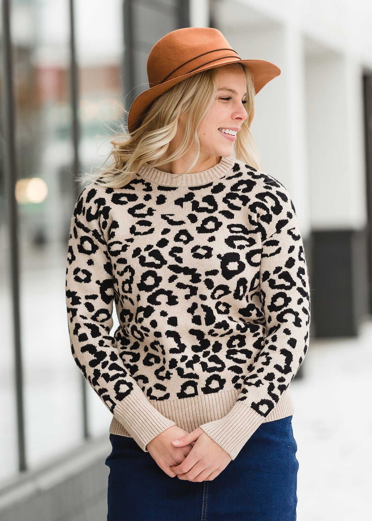 Ribbed Leopard Print Sweater - FINAL SALE Tops