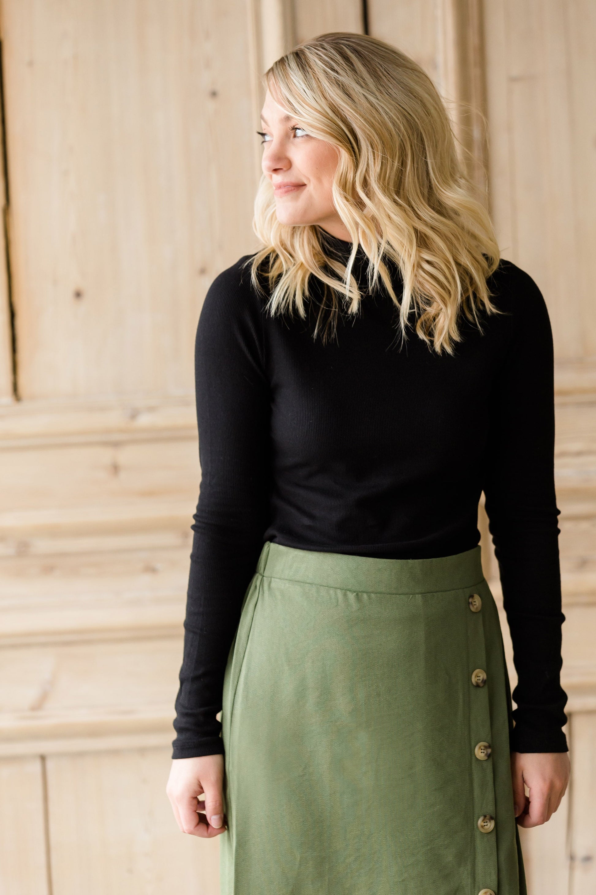 Ribbed Long Sleeve Turtleneck - FINAL SALE Tops Black / S
