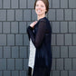 Navy lightweight ribbed cardigan with pockets