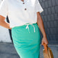 White modest v-neck button detail top