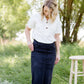 Ribbed V-Neck Button Tee - FINAL SALE Tops