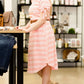 pink and white striped midi dress at inherit clothing company