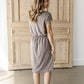 Rolled Sleeve Drawstring Midi Dress Dresses Chris & Carol