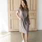 Rolled Sleeve Drawstring Midi Dress Dresses Chris & Carol