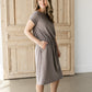 Rolled Sleeve Drawstring Midi Dress Dresses Chris & Carol