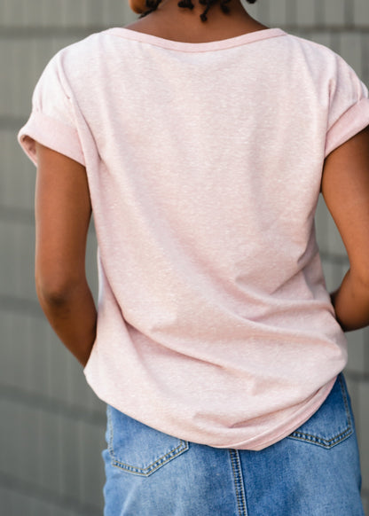 Rolled Sleeve Solid Pink Knit Top - FINAL SALE Tops