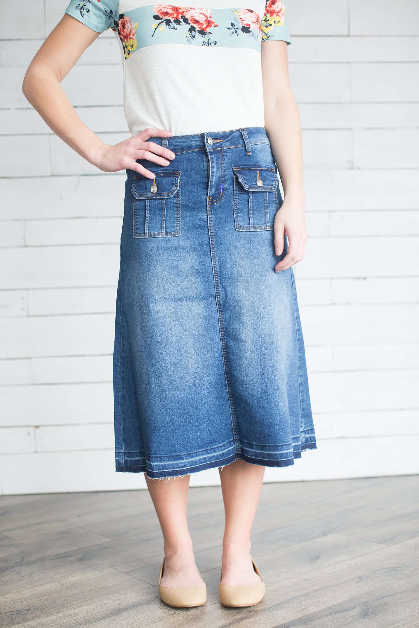 Rory Denim Midi Skirt - Final Sale Skirts