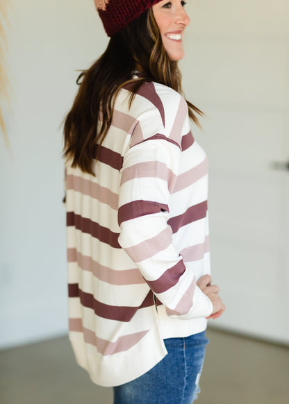 Rose Dust Striped Palila Top - FINAL SALE Tops