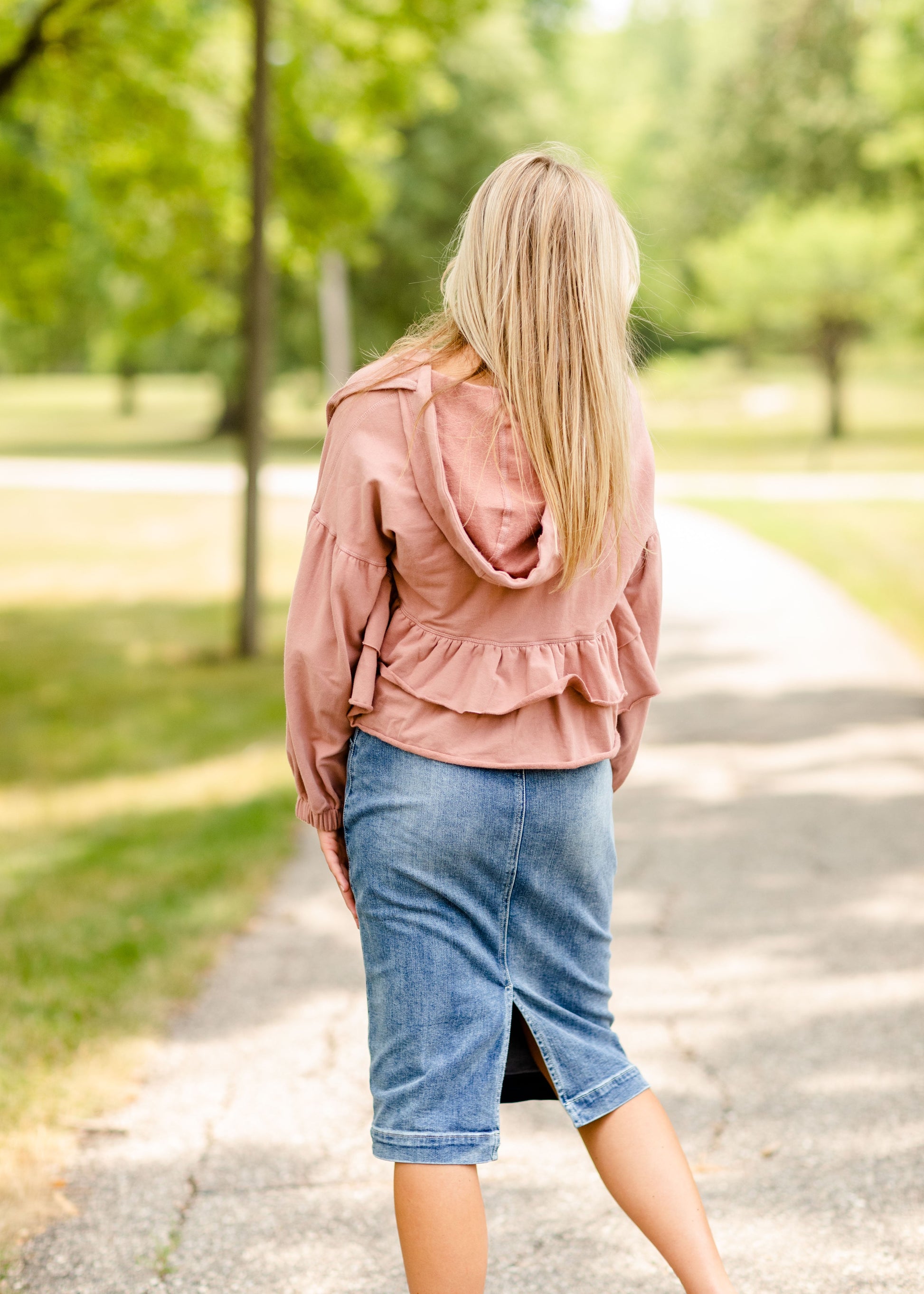 Rose V-Neck Tiered Hoodie - FINAL SALE Tops